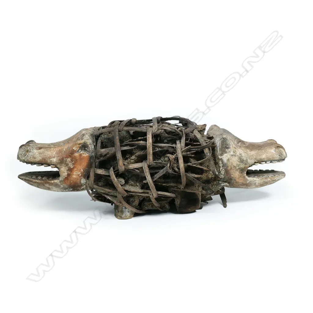 An old African Kongo nkisi (fetish), modelled as a Janus headed dog, Image 1++