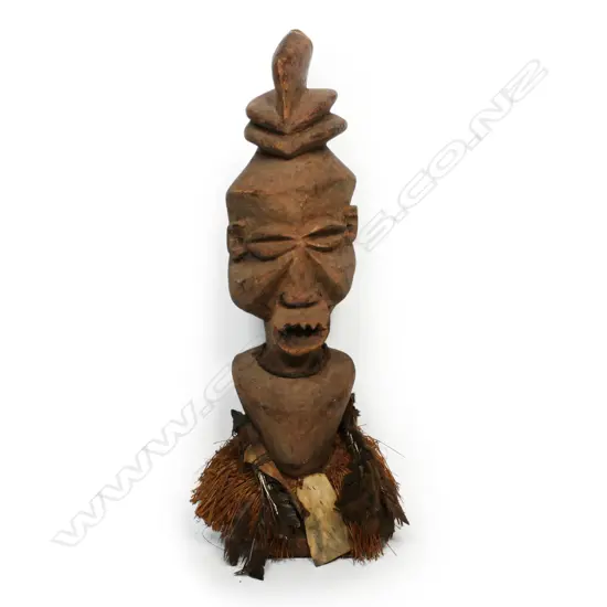 An old African carved wood Suku female fertility figure,