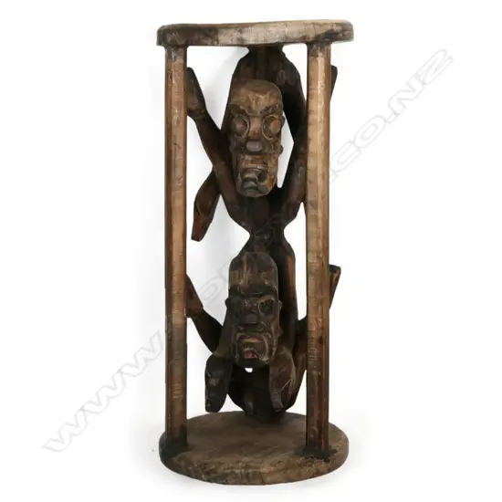 African figural carved stool,