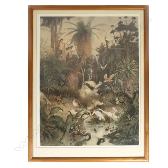 Trevor Lloyd (1863-1911) photo lithographic print 'Death of The Moa'. 445 x 330mm.