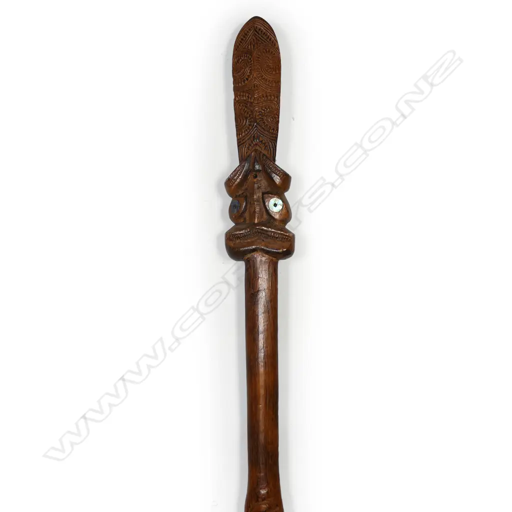 An early 20thC Māori carved taiaha by Henry Evan Lloyd, Image 1++