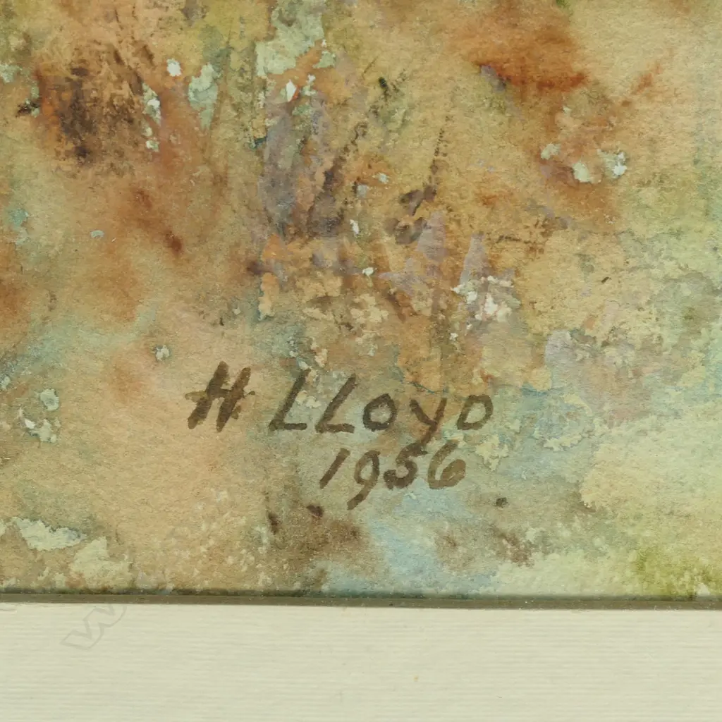 Herbert Lloyd watercolour untitled hill road with houses, Image 1++