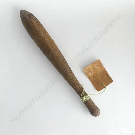 An old Māori patu aruhe (fern root pounder)