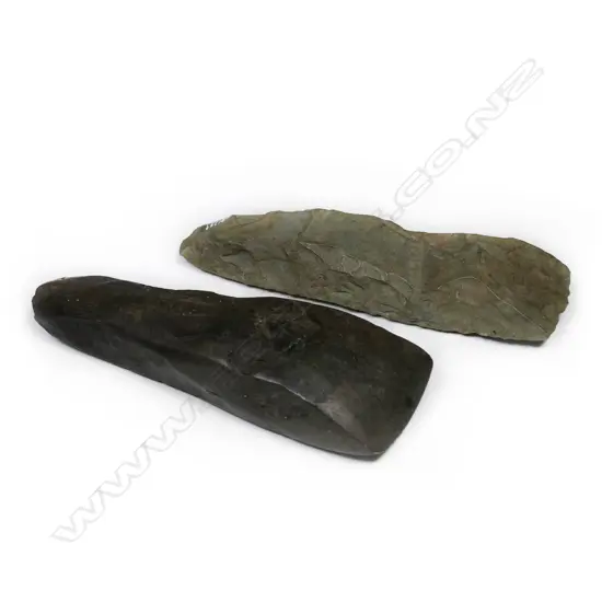 Two Māori pre-European stone toki,