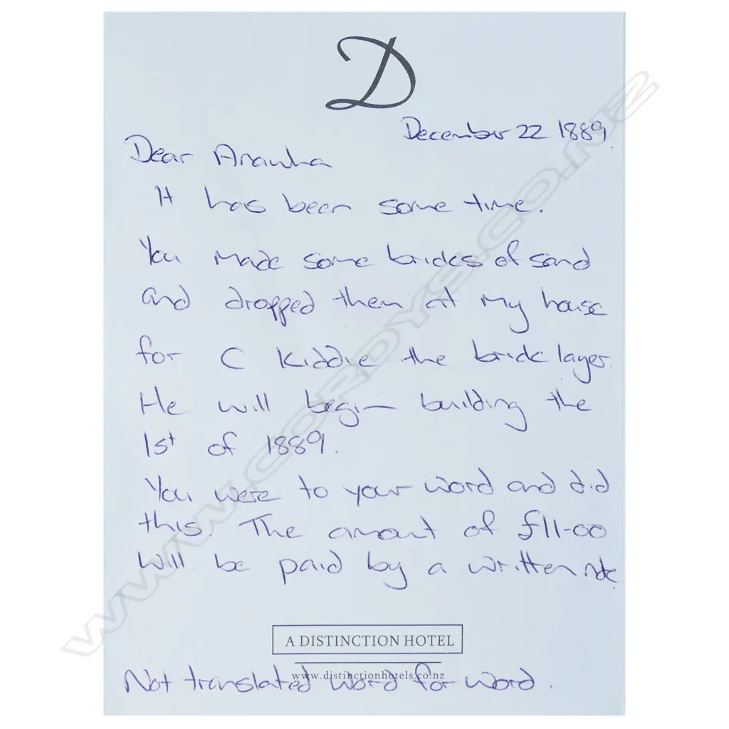 A December 22nd 1888 letter written in Māori with translation, Image 1++