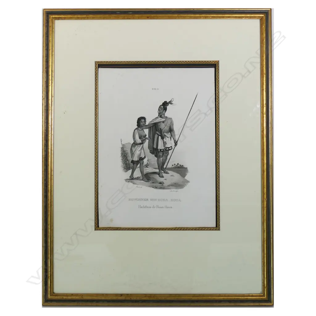 Two 1845 lithographs by J. Honegger from 'Naturgeschichte und Abblidung des Menschen' (Native people of the World), Image 1++