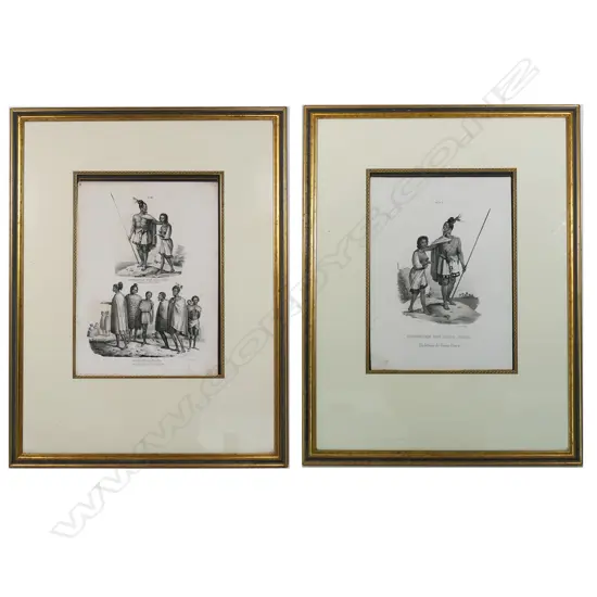Two 1845 lithographs by J. Honegger from 'Naturgeschichte und Abblidung des Menschen' (Native people of the World),