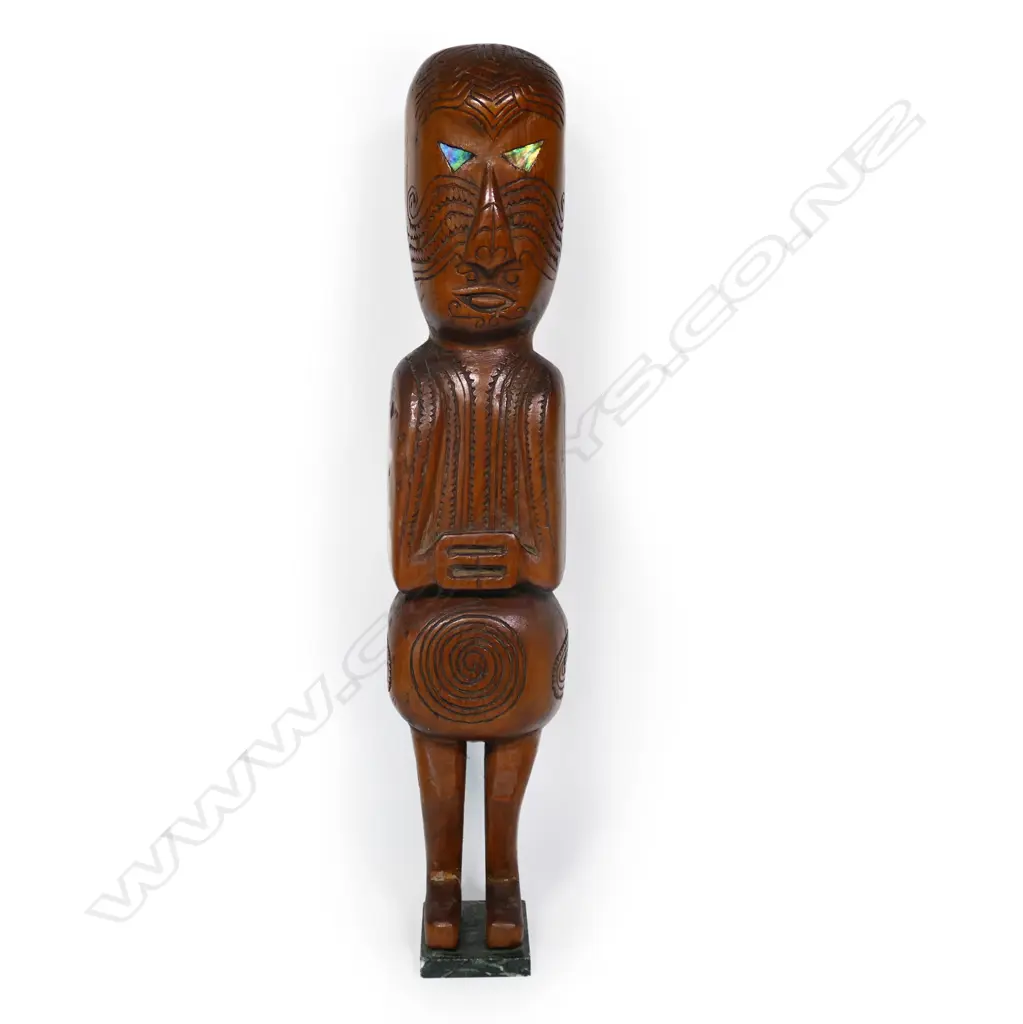 Mid/late 20thC Māori carved folk art tall figure Image 1++