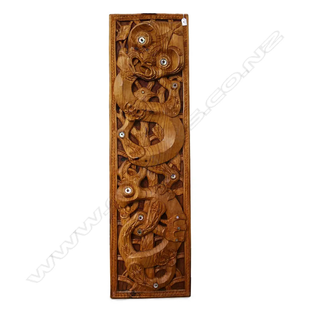 Māori carved large poupou panel by Filipe Tohi Image 1++