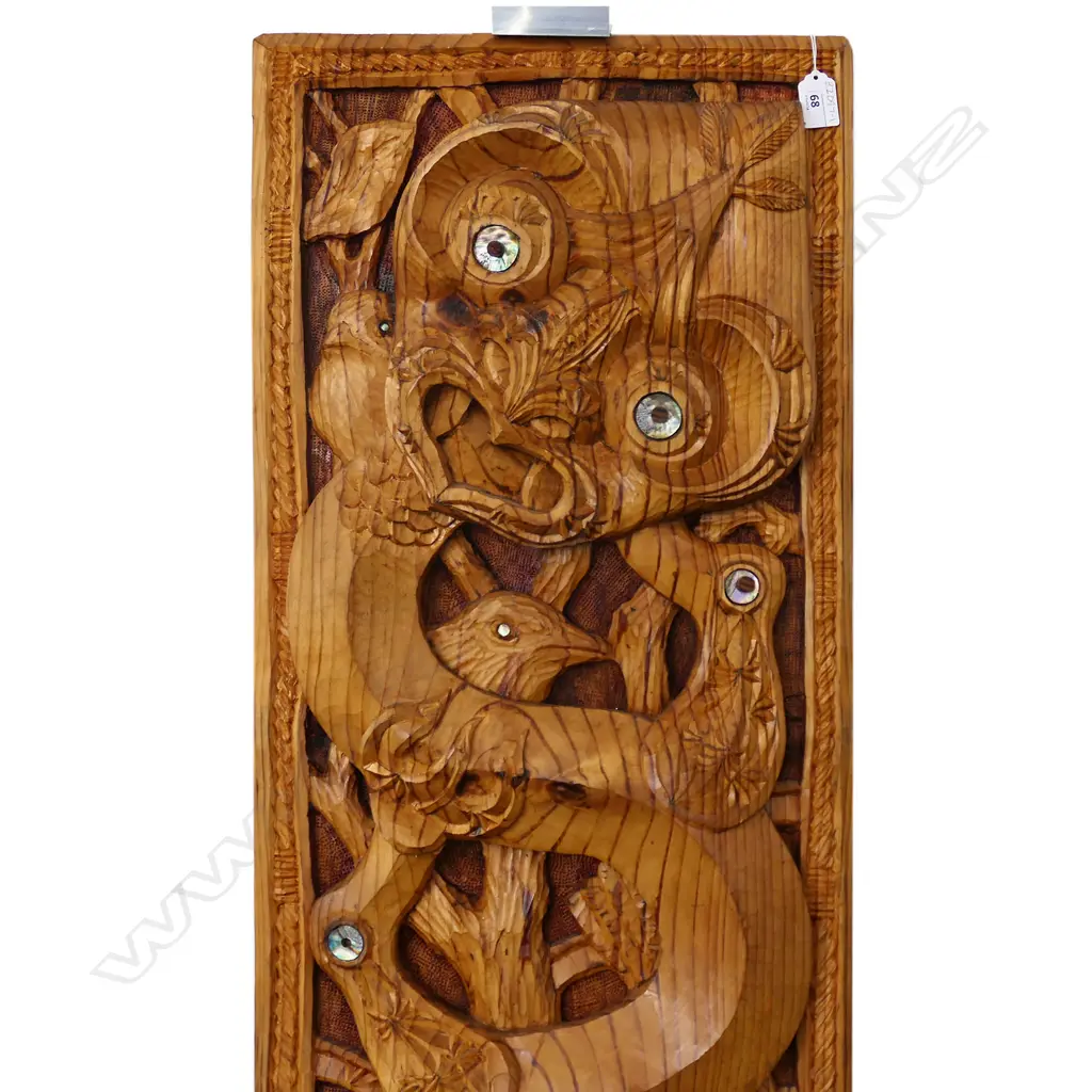 Māori carved large poupou panel by Filipe Tohi Image 1++