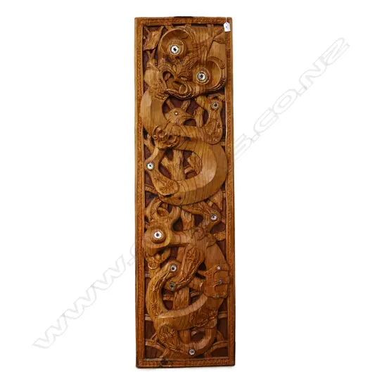 Māori carved large poupou panel by Filipe Tohi