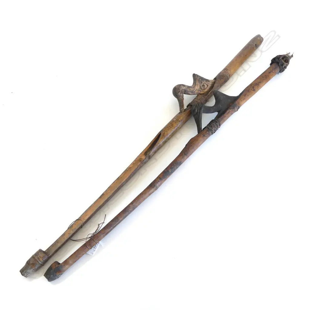 Two Papua New Guinea bamboo spear throwers Image 1++