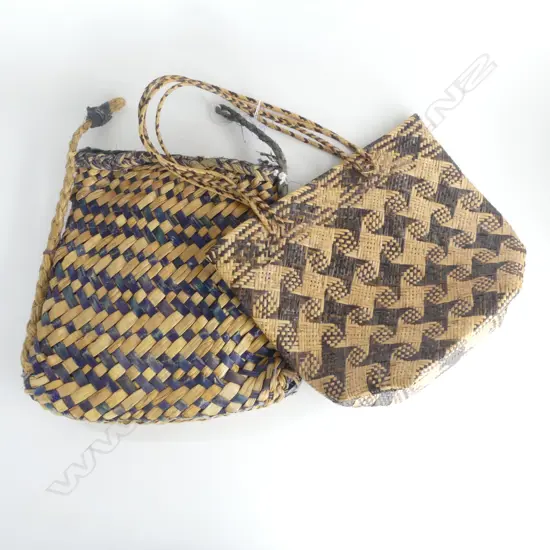 Two vintage woven natural fibre bags