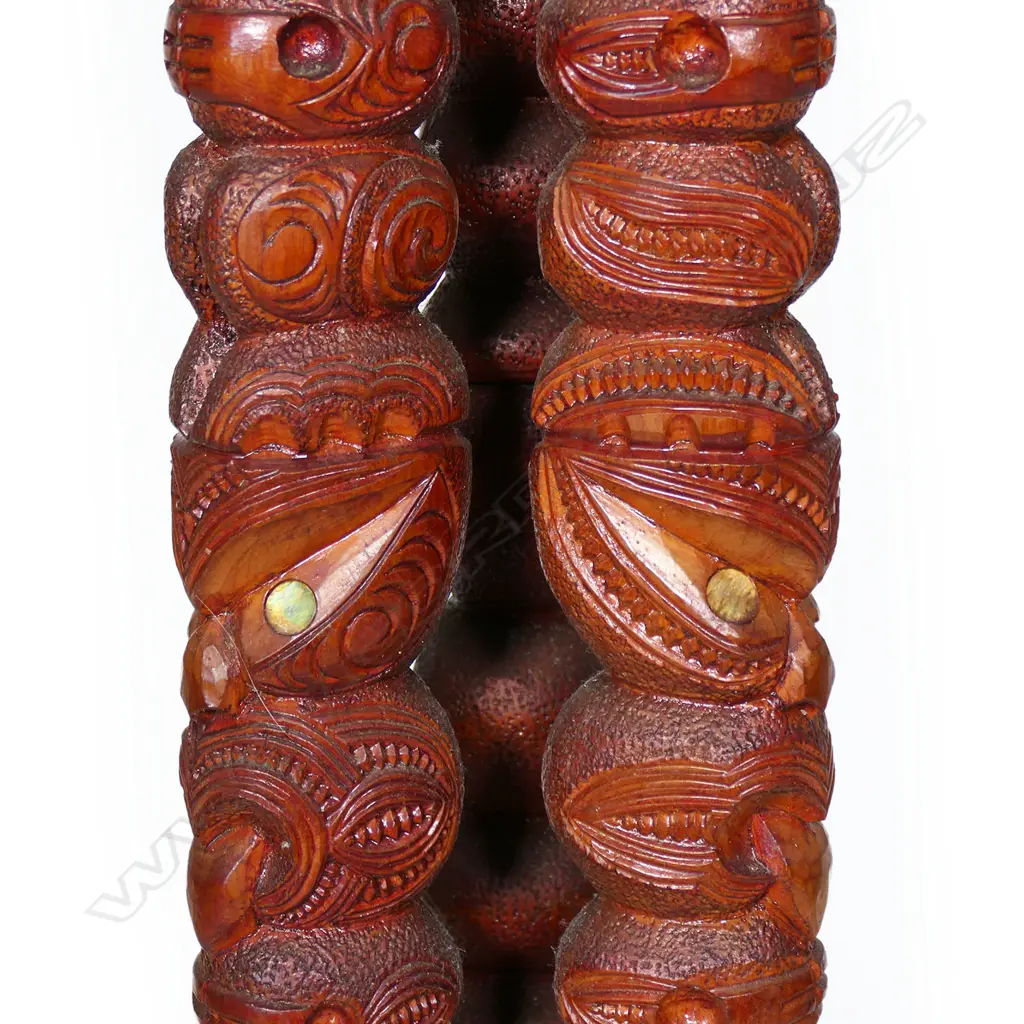 A vintage Māori carved side table, Image 1++