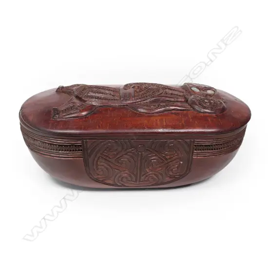 A Māori carved wakahuia (treasure box),
