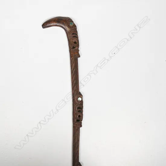 A late 19thC Māori carved tokotoko (walking stick)