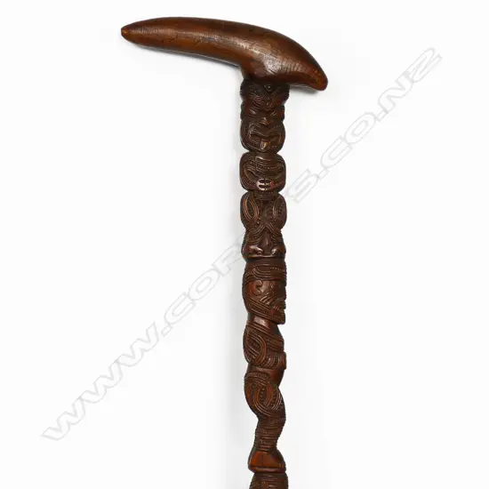 A late 19thC quality Māori carved tokotoko (walking stick)
