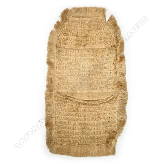 A late 19thC/early-20thC woven muka wall hanging pocketed holder,