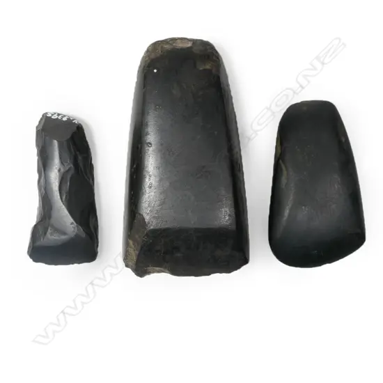 Three small Māori stone toki (adze),