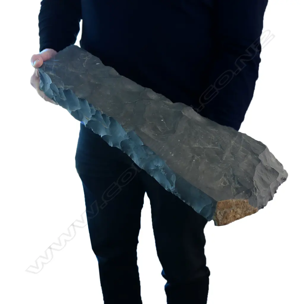 A rare pre-European Māori impressive Moa-Hunter-period large pre-form adze, Image 1++