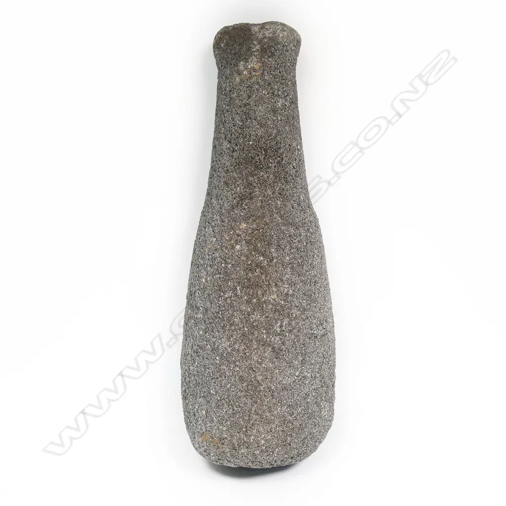 A pre-European Māori large patu muka (stone pounder), Image 1++