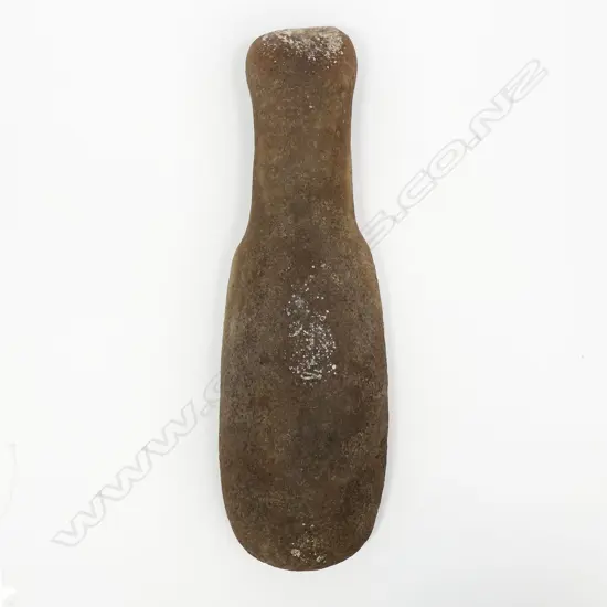 An uncommon Māori old quartz patu muka (flax pounder)