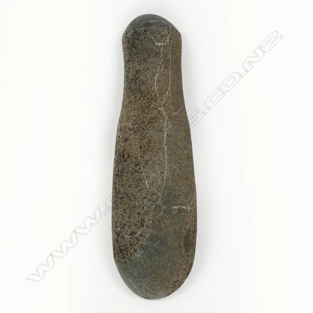 A pre-European Māori patu muka (stone pounder) Image 1++