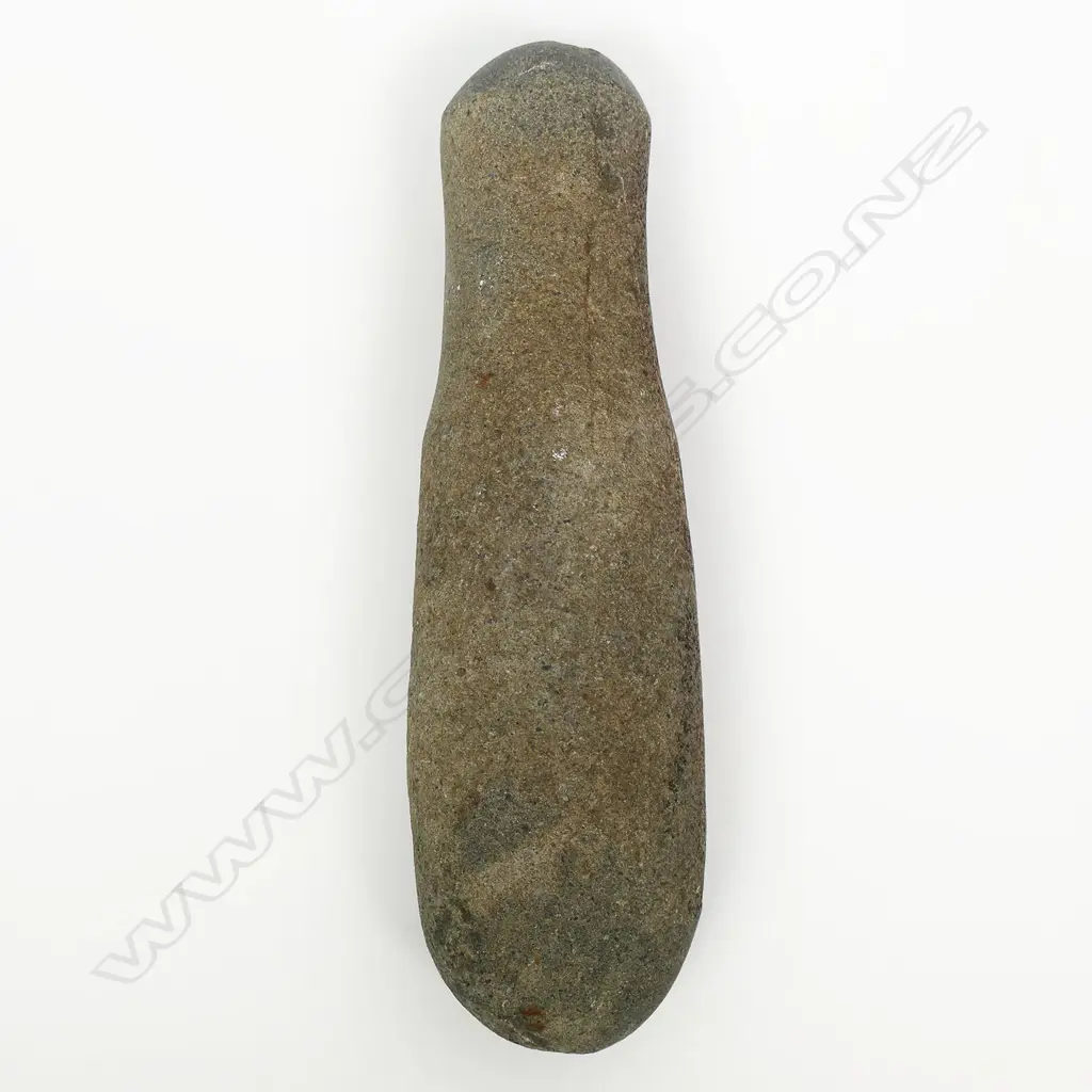 A pre-European Māori patu muka (stone pounder) Image 1++