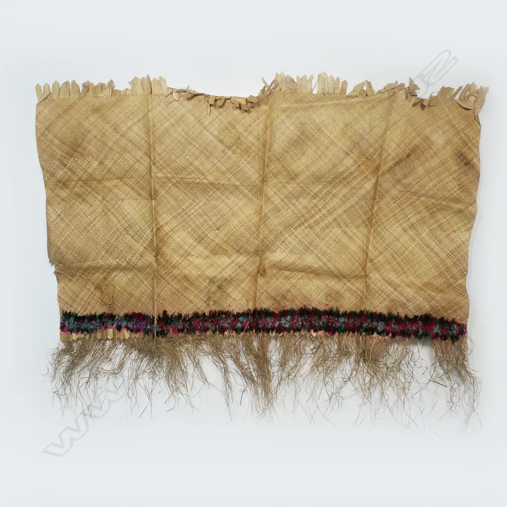 A Tongan Fine Mat with Coloured Feather Adornment, Image 1++