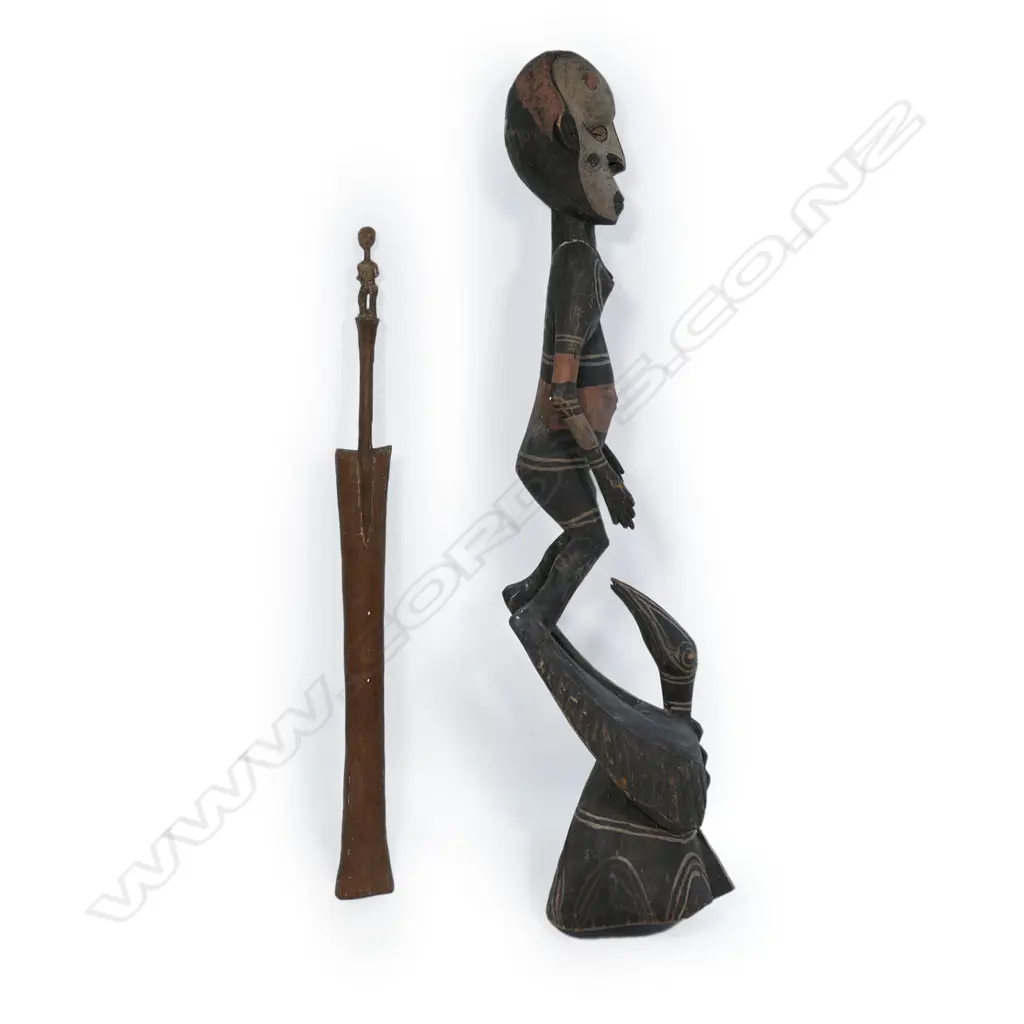 A PNG tall female figure and Solomon Island musical instrument, Image 1++