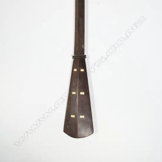A Pacific Islands finely carved long wooden club,