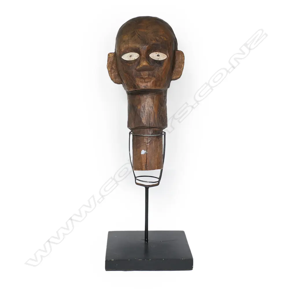 Sumatran Batak 'Tau Tau' Carved Head on stand, Image 1++