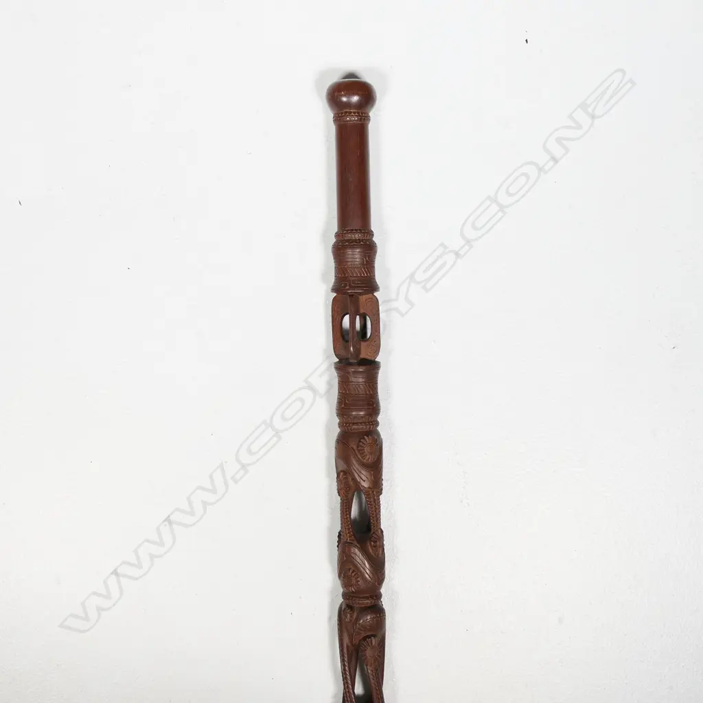 A vintage carved ebony Trobriand Island (PNG) walking stick, Image 1++