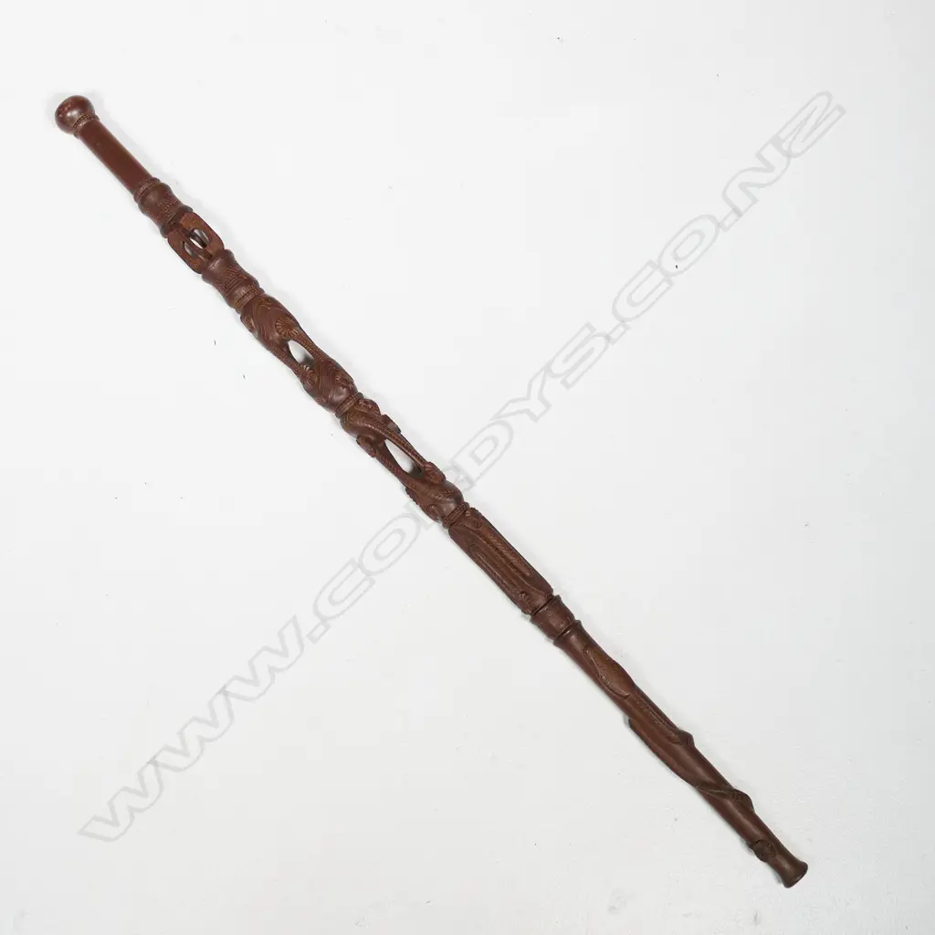 A vintage carved ebony Trobriand Island (PNG) walking stick, Image 1++