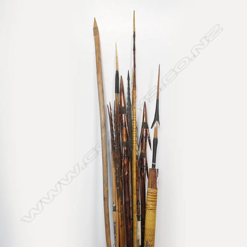 A cane basket of PNG fishing spears, Image 1++