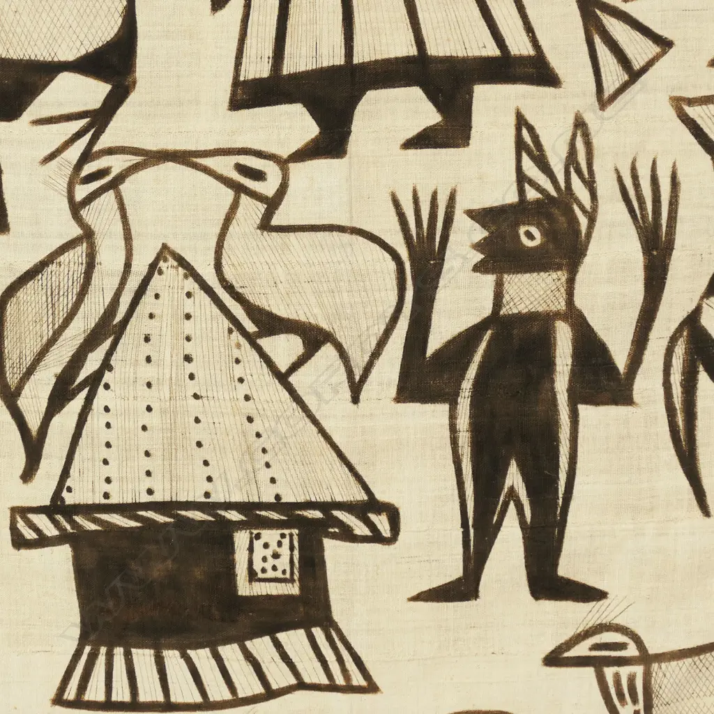 Mud cloth Senufo Korhogo tapestry from Ivory Coast, Image 1++