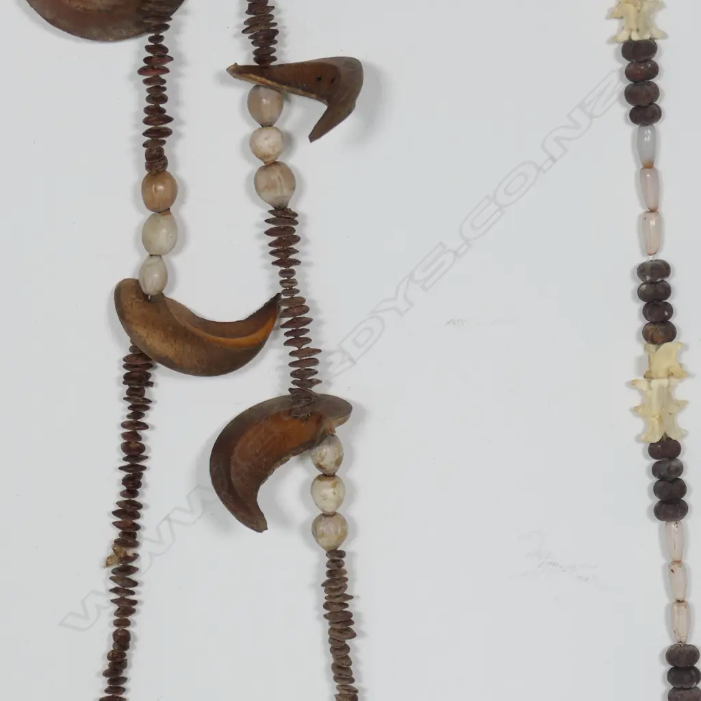 A Snake vertebrae and wild purple banana seed necklace plus one other seed necklace, Image 1++