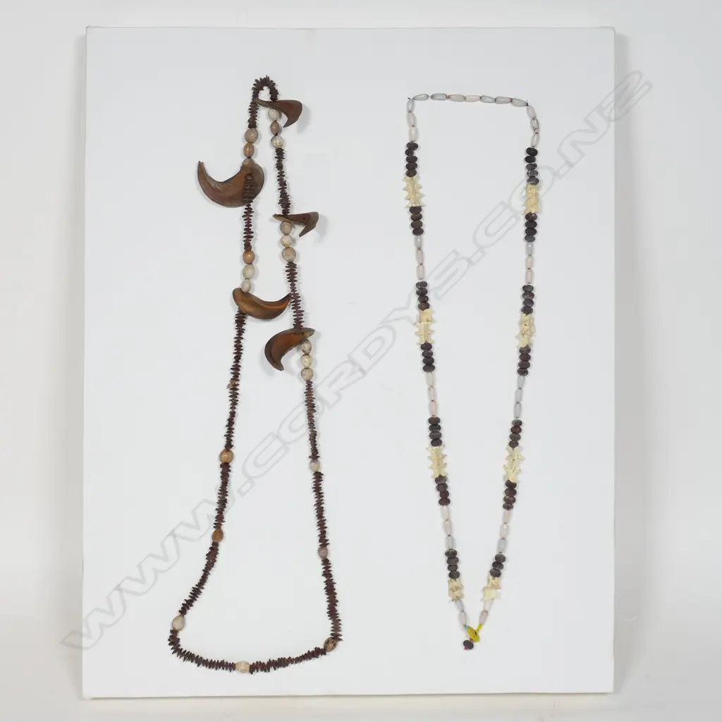 A Snake vertebrae and wild purple banana seed necklace plus one other seed necklace, Image 1++