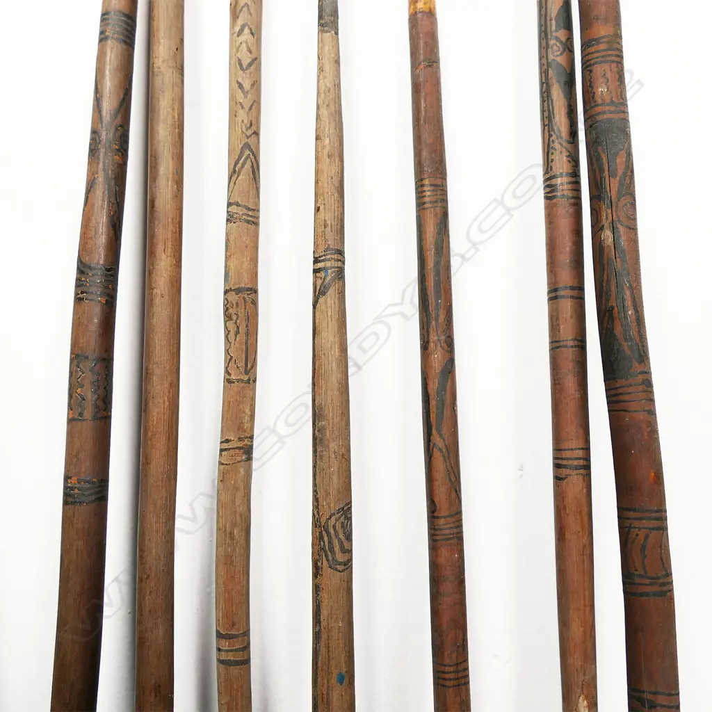 A collection of fifteen spears plus bow and 'man catcher' hoop with stand, Image 1++
