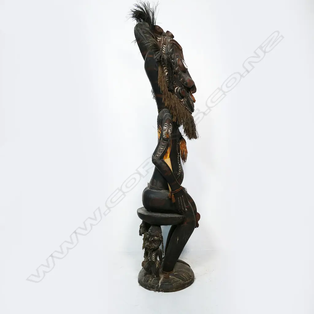 A PNG Orator figure on a stool with supporting figures, Image 1++