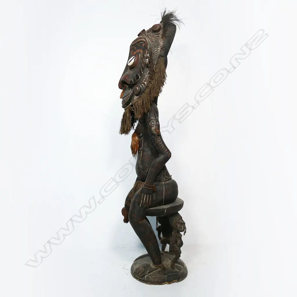 A PNG Orator figure on a stool with supporting figures, Image 1++