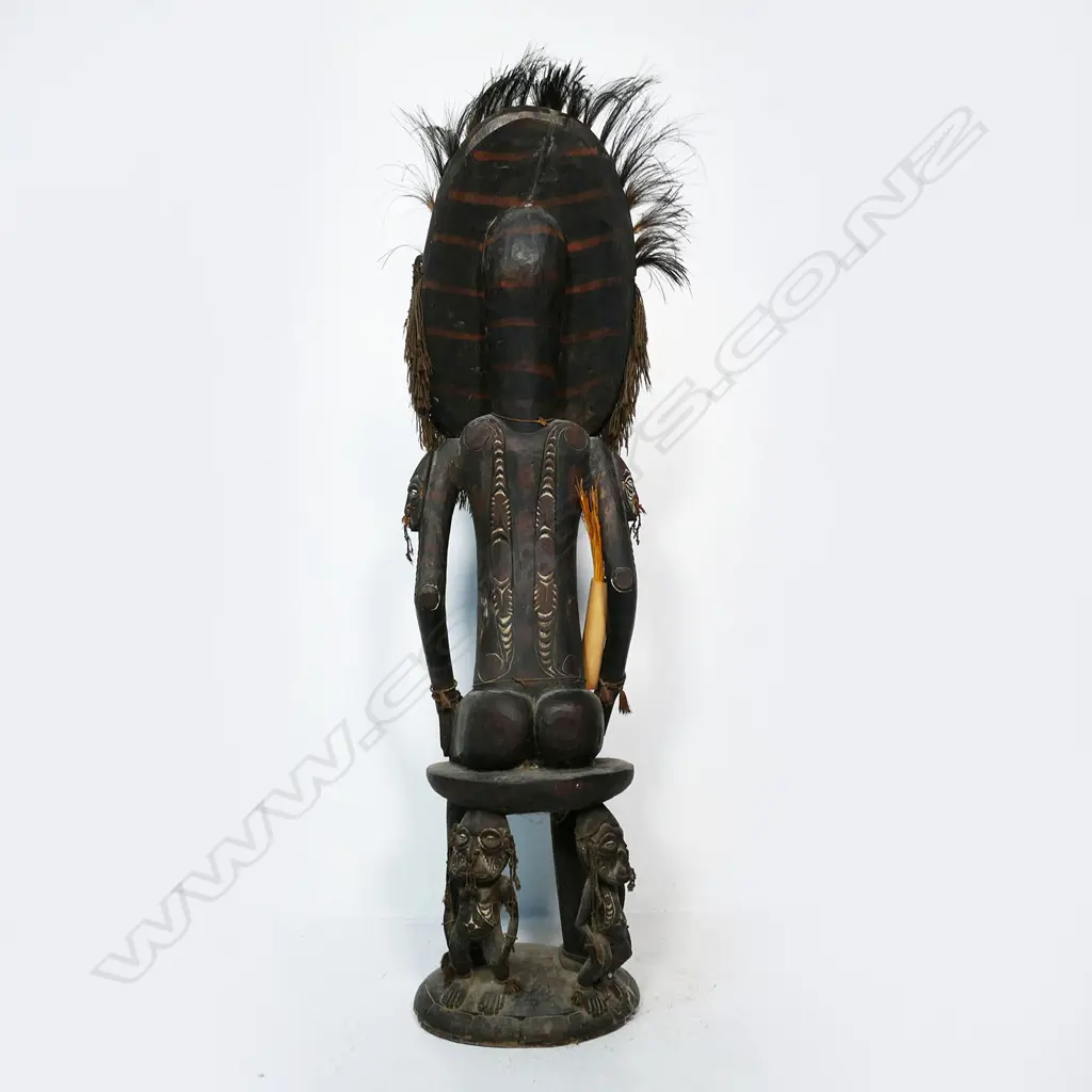 A PNG Orator figure on a stool with supporting figures, Image 1++