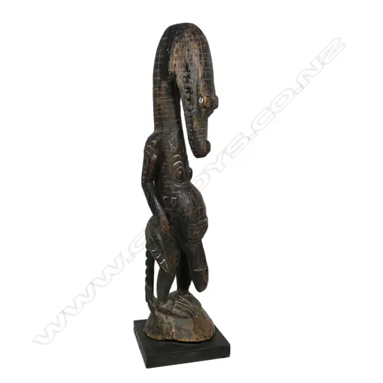 PNG standing crocodile man wooden sculpture,