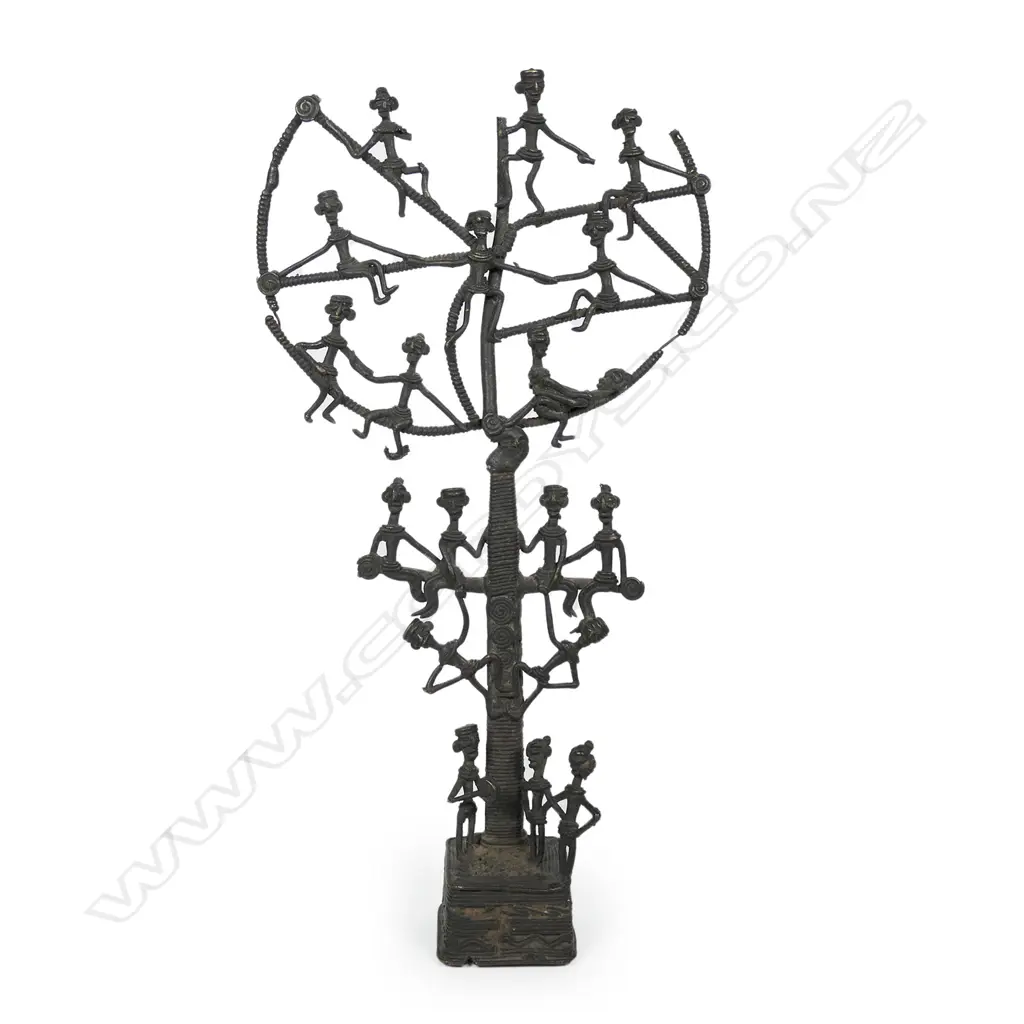 A Benin metal work 'Tree of Life" sculpture, Image 1++