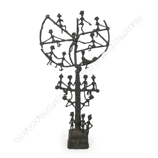 A Benin metal work 'Tree of Life" sculpture,