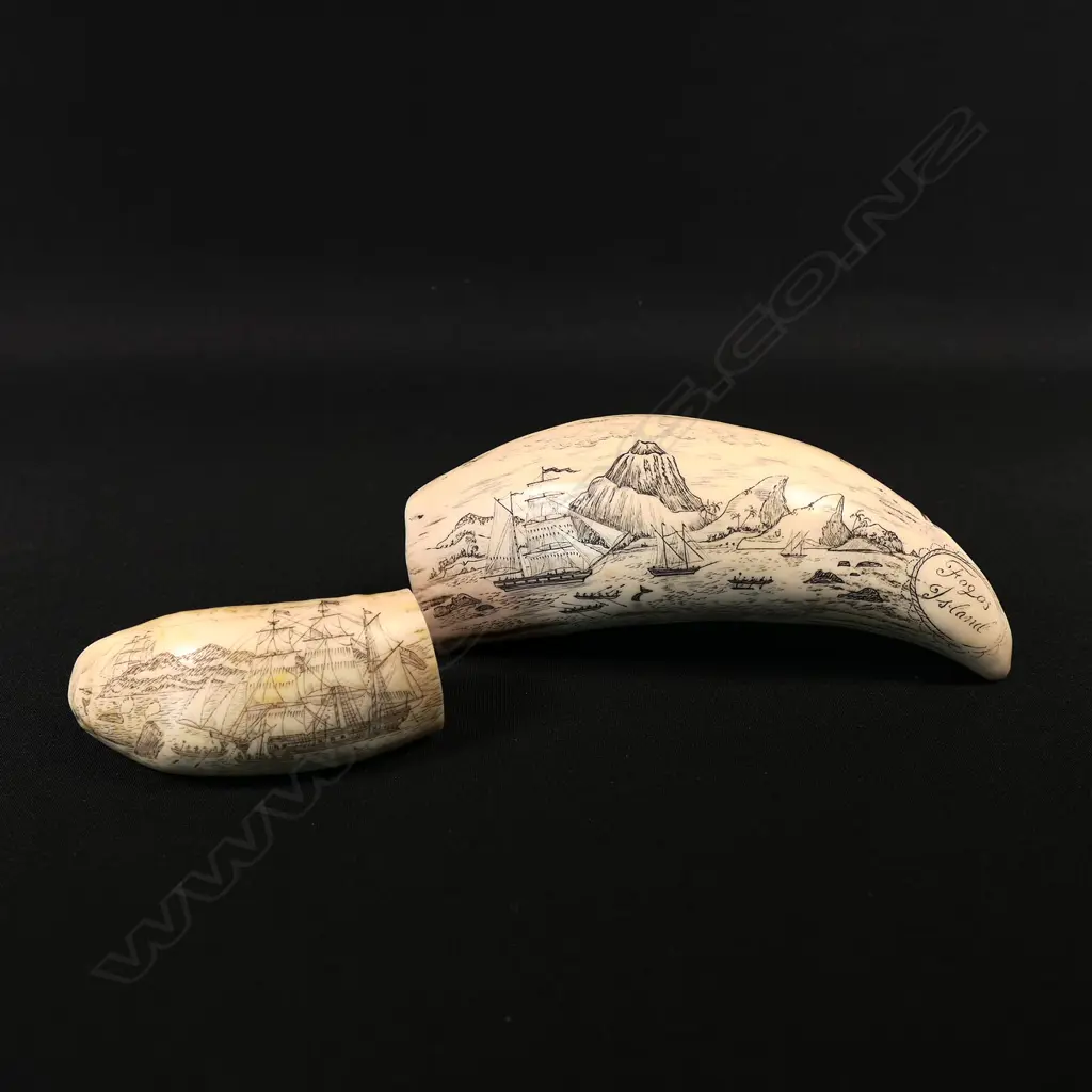 Two scrimshaw replica whales teeth Image 1++