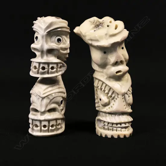 Two Inuit culture reindeer antler Tupilak (tupilaq) carvings