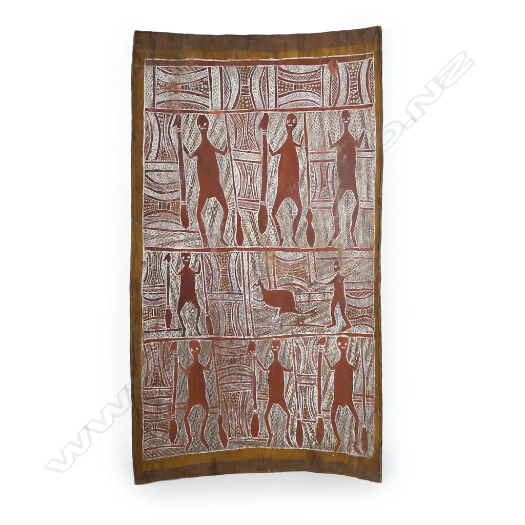 Attributed Mithili Wanambi. (c.1923-81) large Aboriginal eucalyptus bark painting Image 1++