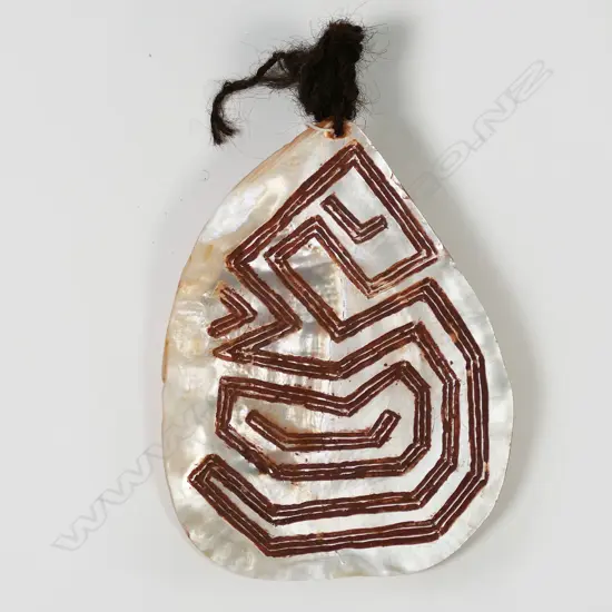 A Western Australian Aboriginal pearl shell lonka lonka (pubic cover)
