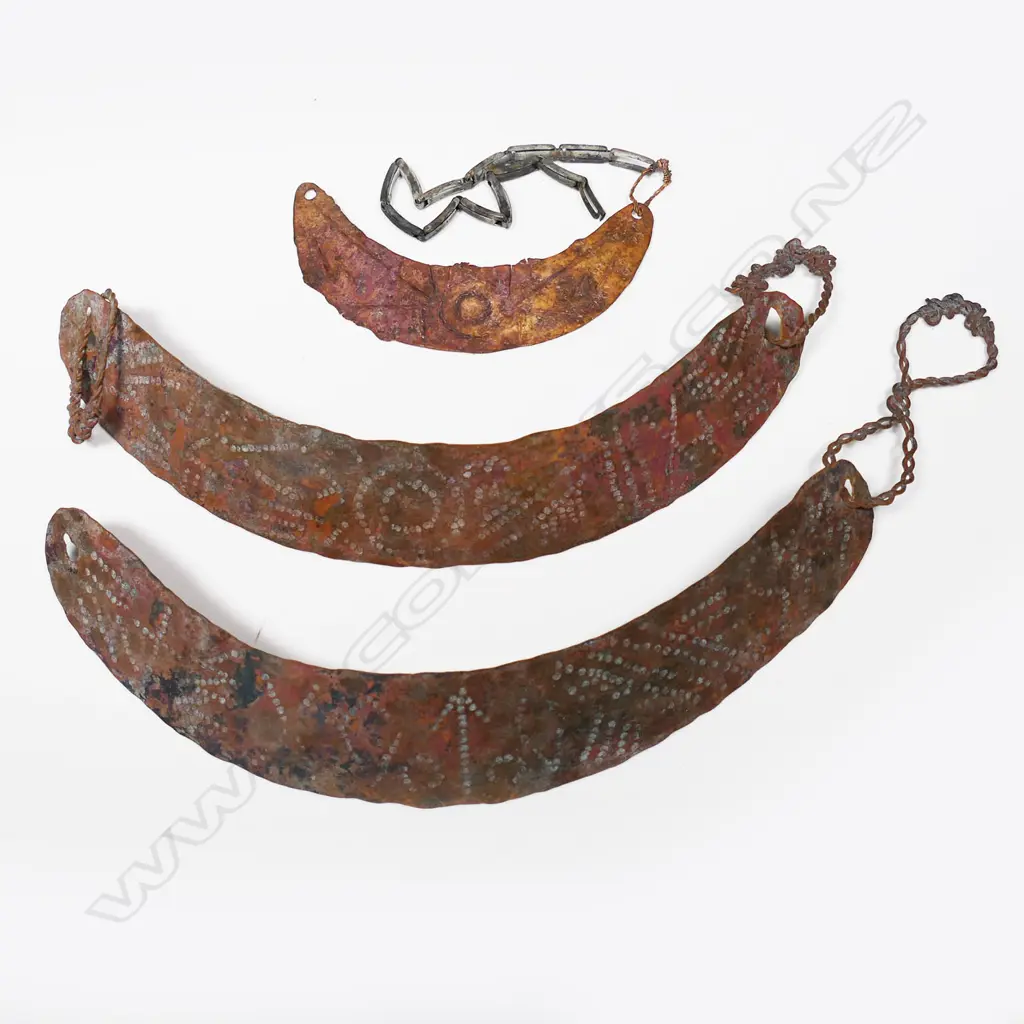 Three Aboriginal wrought copper breast plates ( gorgets) Image 1++